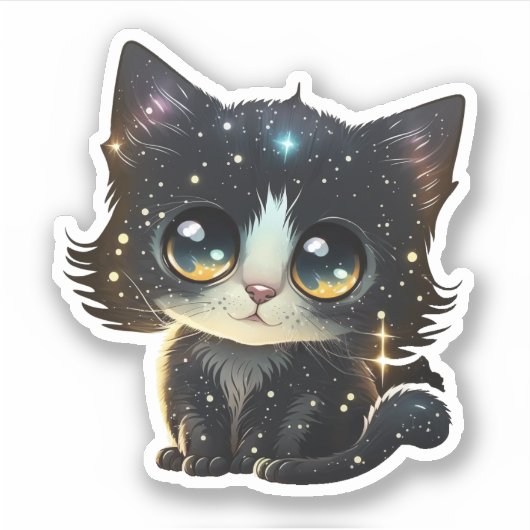 Cartoon kattenillustratie sticker (Voorkant)
