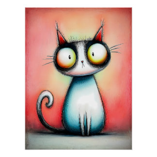 Cartoon Katze mit großen Augen Perfect Poster