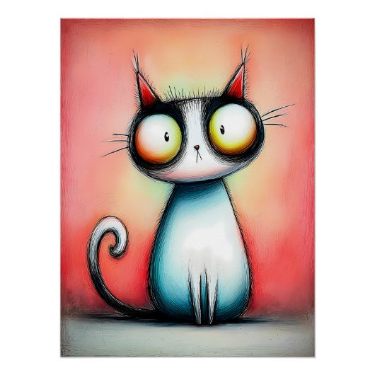 Cartoon Katze mit großen Augen Perfect Poster (Voorkant)