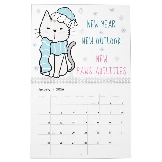 Cartoon Kawaii Cat Kalender (Jan 2026)