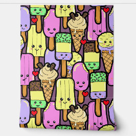 Cartoon Kawaii Food Characters Kinder Slaapkamer Behang