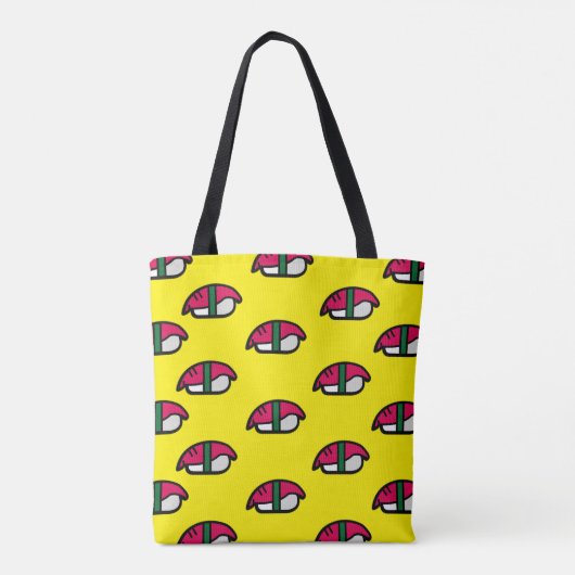Cartoon Kawaii Sushi, Canvas tas visrijst en zeewi (Achterkant)