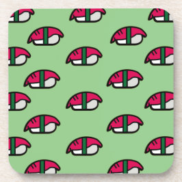 Cartoon Kawaii Sushi, Fish Rice & Seaweed Beverage Bier Onderzetter