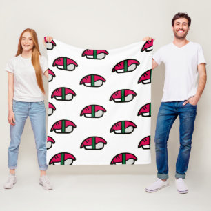 Cartoon Kawaii Sushi, Fish Rice & Seaweed Fleece Deken