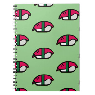 Cartoon Kawaii Sushi, Fish Rice & Seaweed Notebook Notitieboek