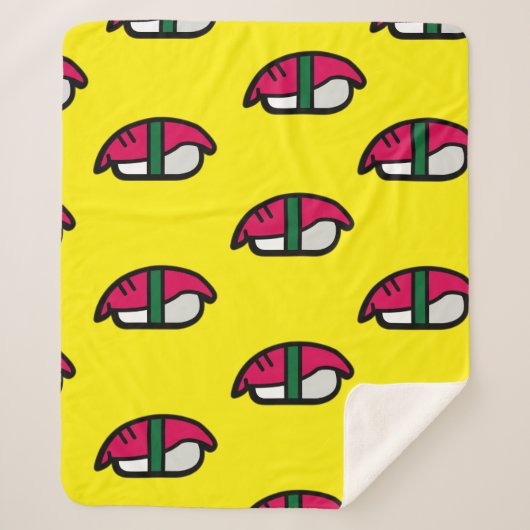 Cartoon Kawaii Sushi, Fish Rice & Seaweed Sherpa B Deken (Voorkant)