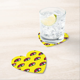 Cartoon Kawaii Sushi, Fish Rice & Seaweed Square P Kartonnen Onderzetters