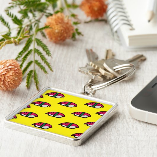 Cartoon Kawaii Sushi, Sleutelhanger visrijst en ze (Zijkant)