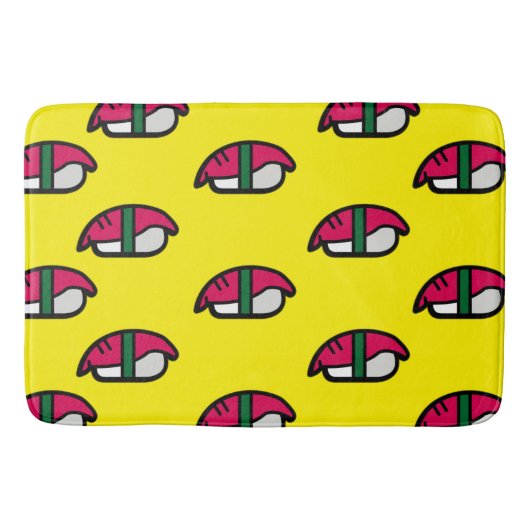 Cartoon Kawaii Sushi, visrijst en seaweed Bath Mat (Voorkant)
