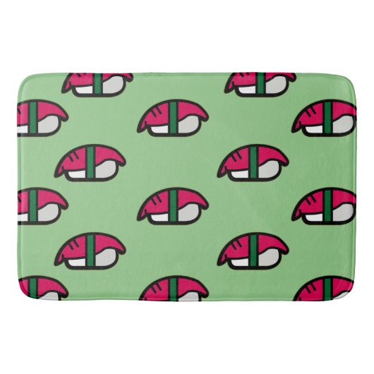 Cartoon Kawaii Sushi, visrijst en seaweed Bath Mat (Voorkant)