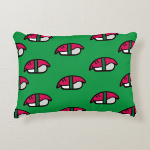 Cartoon Kawaii Sushi, visrijst en zeewier Accent Kussen