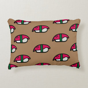 Cartoon Kawaii Sushi, visrijst en zeewier Accent Kussen