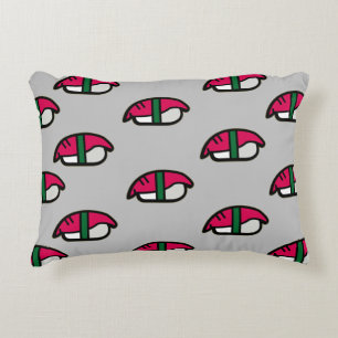 Cartoon Kawaii Sushi, visrijst en zeewier Accent Kussen