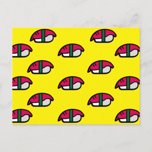 Cartoon Kawaii Sushi, Visrijst en zeewier Briefkaa Briefkaart (Voorkant)