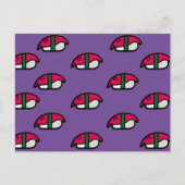 Cartoon Kawaii Sushi, Visrijst en zeewier Briefkaa Briefkaart (Voorkant)