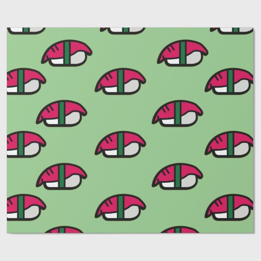 Cartoon Kawaii Sushi, visrijst en zeewier Cadeaupapier (Vlak)
