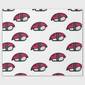 Cartoon Kawaii Sushi, visrijst en zeewier Cadeaupapier (Vlak)