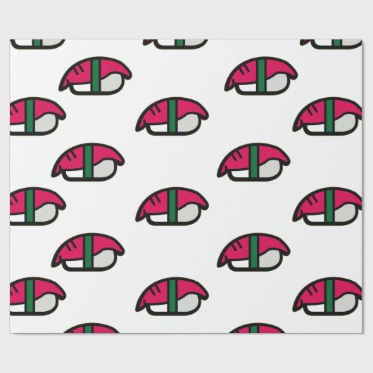 Cartoon Kawaii Sushi, visrijst en zeewier Cadeaupapier (Vlak)
