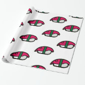 Cartoon Kawaii Sushi, visrijst en zeewier Cadeaupapier (Uitgerold)