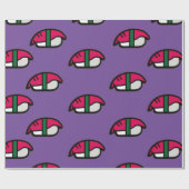 Cartoon Kawaii Sushi, visrijst en zeewier Cadeaupapier (Vlak)
