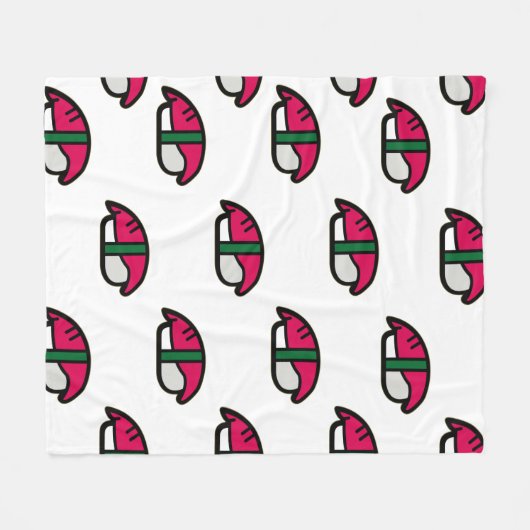 Cartoon Kawaii Sushi, visrijst en zeewier Fleece Deken (Voorkant (Horizontaal))