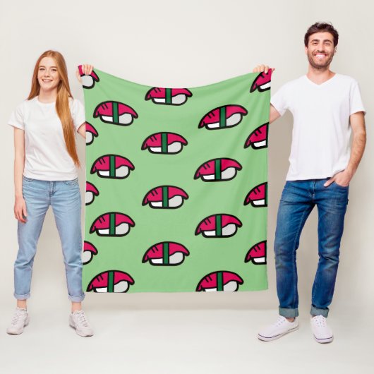 Cartoon Kawaii Sushi, visrijst en zeewier Fleece Deken (In situ)