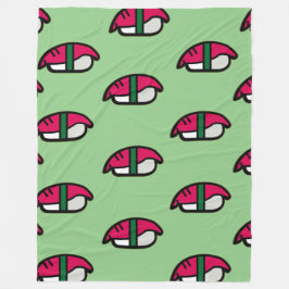 Cartoon Kawaii Sushi, visrijst en zeewier Fleece Deken