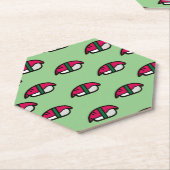 Cartoon Kawaii Sushi, visrijst en zeewier Kartonnen Onderzetters (Schuin)