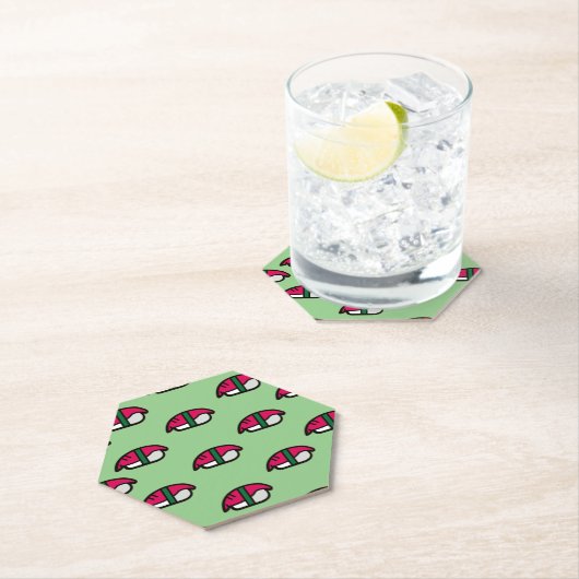 Cartoon Kawaii Sushi, visrijst en zeewier Kartonnen Onderzetters (Insitu)