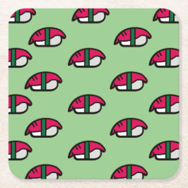 Cartoon Kawaii Sushi, visrijst en zeewier Kartonnen Onderzetters