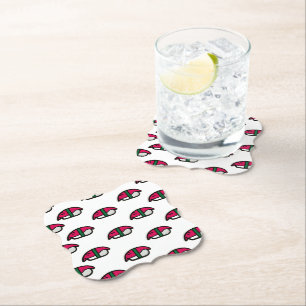 Cartoon Kawaii Sushi, visrijst en zeewier Kartonnen Onderzetters