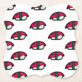 Cartoon Kawaii Sushi, visrijst en zeewier Kartonnen Onderzetters (Voorkant)