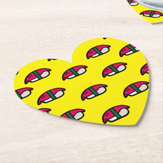 Cartoon Kawaii Sushi, visrijst en zeewier Kartonnen Onderzetters (Gekanteld)