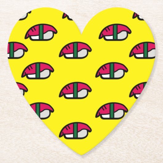 Cartoon Kawaii Sushi, visrijst en zeewier Kartonnen Onderzetters (Voorkant)