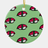 Cartoon Kawaii Sushi, visrijst en zeewier keramiek Keramisch Ornament (Voorkant)