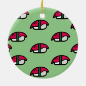 Cartoon Kawaii Sushi, visrijst en zeewier keramiek Keramisch Ornament (Achterkant)
