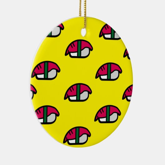 Cartoon Kawaii Sushi, visrijst en zeewier keramiek Keramisch Ornament (Rechts)