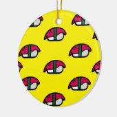 Cartoon Kawaii Sushi, visrijst en zeewier keramiek Keramisch Ornament (Links)