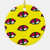 Cartoon Kawaii Sushi, visrijst en zeewier keramiek Keramisch Ornament (Achterkant)