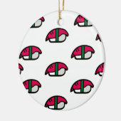 Cartoon Kawaii Sushi, visrijst en zeewier Keramisch Ornament (Links)