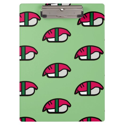 Cartoon Kawaii Sushi, visrijst en zeewier Klembord (Voorkant)