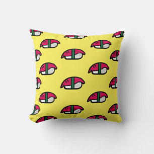 Cartoon Kawaii Sushi, visrijst en zeewier Kussen
