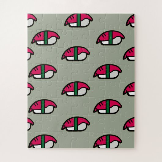 Cartoon Kawaii Sushi, visrijst en zeewier Legpuzzel (Verticaal)
