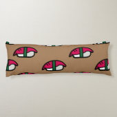 Cartoon Kawaii Sushi, visrijst en zeewier Lichaamskussen (Achterkant)