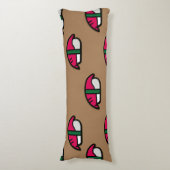 Cartoon Kawaii Sushi, visrijst en zeewier Lichaamskussen (Voorkant Verticaal)