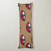 Cartoon Kawaii Sushi, visrijst en zeewier Lichaamskussen (Achterkant (Verticaal))