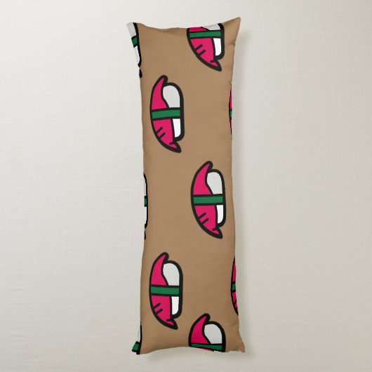 Cartoon Kawaii Sushi, visrijst en zeewier Lichaamskussen (Achterkant (Verticaal))