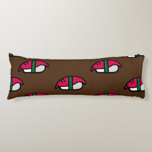 Cartoon Kawaii Sushi, visrijst en zeewier Lichaamskussen