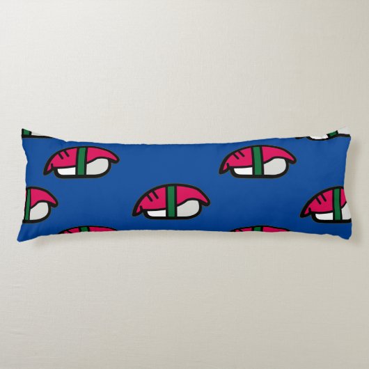 Cartoon Kawaii Sushi, visrijst en zeewier Lichaamskussen (Voorkant)