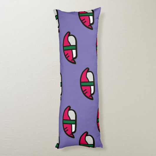 Cartoon Kawaii Sushi, visrijst en zeewier Lichaamskussen (Achterkant (Verticaal))